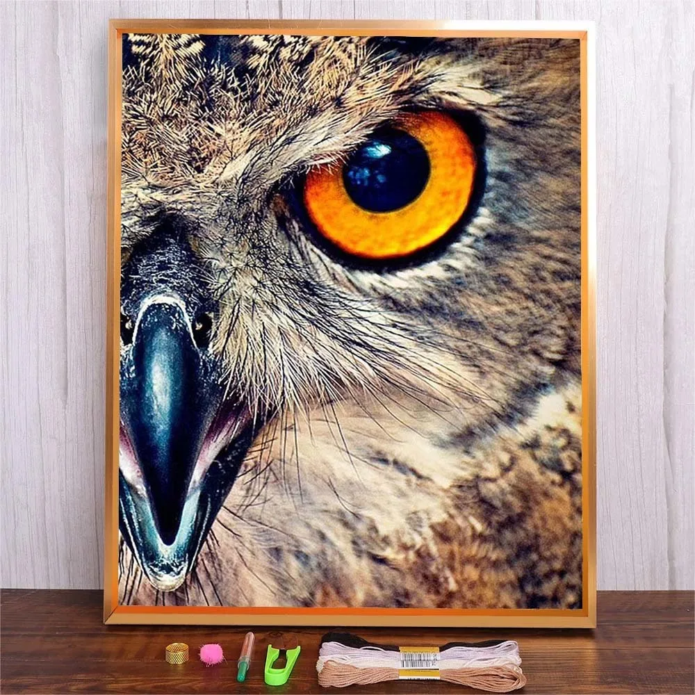 

Embroidery Starter Kit With Animal Owl Pattern Cotton Thread Cross Stitch Set Needle Embroidery Craft For Living Room Home Decor