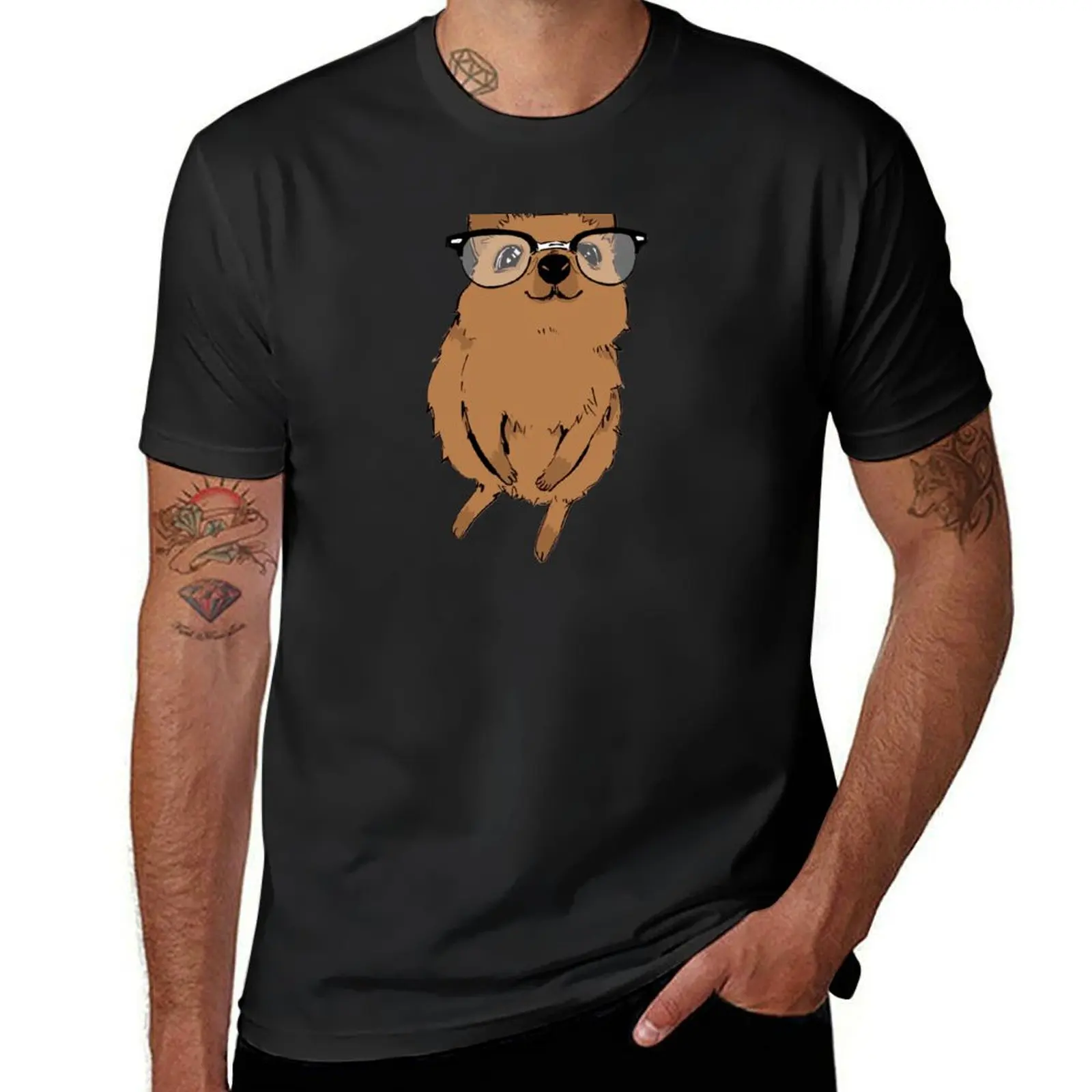 

Baby Quokka in Glasses T-Shirt funnys cute clothes summer top tees workout shirts for men