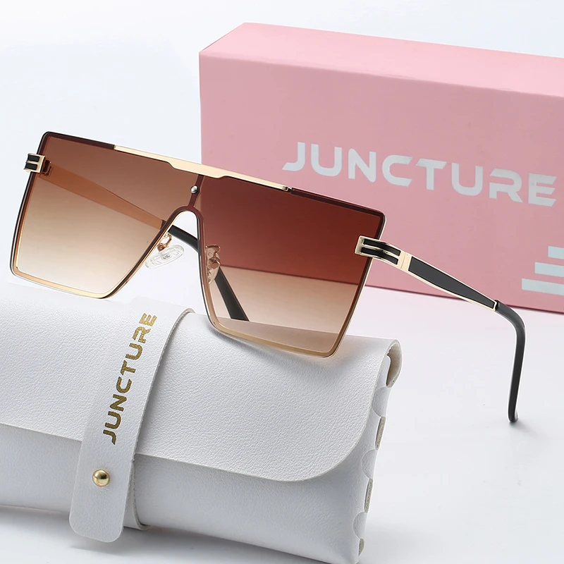 Okulary przeciwsłoneczne damskie JUNCTURE Fashion, metalowa duża oprawka, gradientowe szkła, okulary damskie na imprezę, prezent na wakacje, okulary przeciwsłoneczne dla kobiet