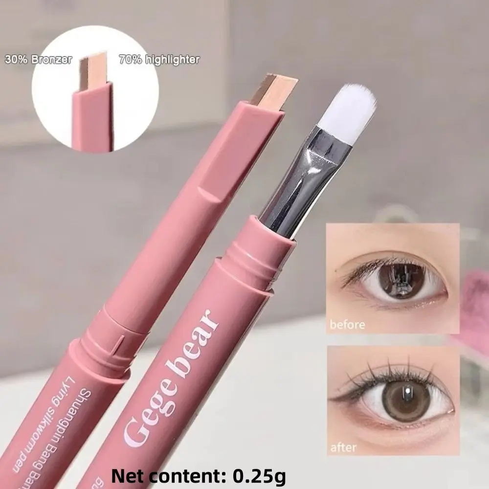 Doppelseitiger Lying-Silkworm-Stift Nude Unterlid-Eyeliner Lidschatten-Stift mit Detailpinsel 2-in-1 Lidschattenstift Schnelles Make-up
