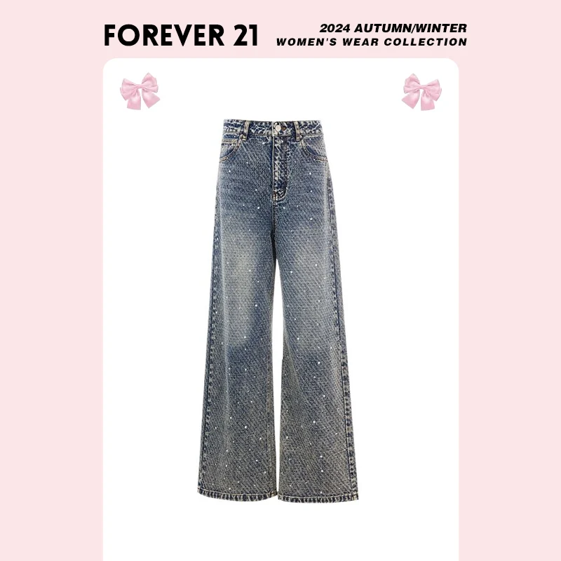 

Forever 2 Retro Heavy Rhinestone Snowflake Waed High Waist Slimming Jeans Women's plus Size Pants Commute Sle Spring Season