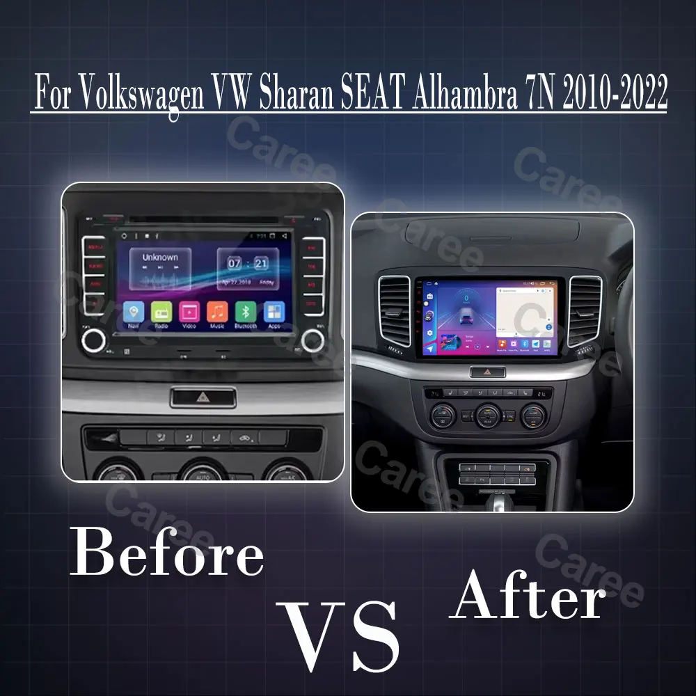 Android 16 Car Radio For Volkswagen VW Sharan SEAT Alhambra 7N 2010 - 2022 Android Auto Display Stereo GPS Navigation 2k 4G Wifi