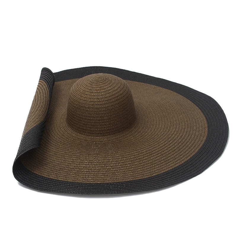 25 cm große Krempe, übergroße Strandhüte für Damen, großer Strohhut, UV-Schutz, faltbarer Sonnenschutzhut – Detail 10