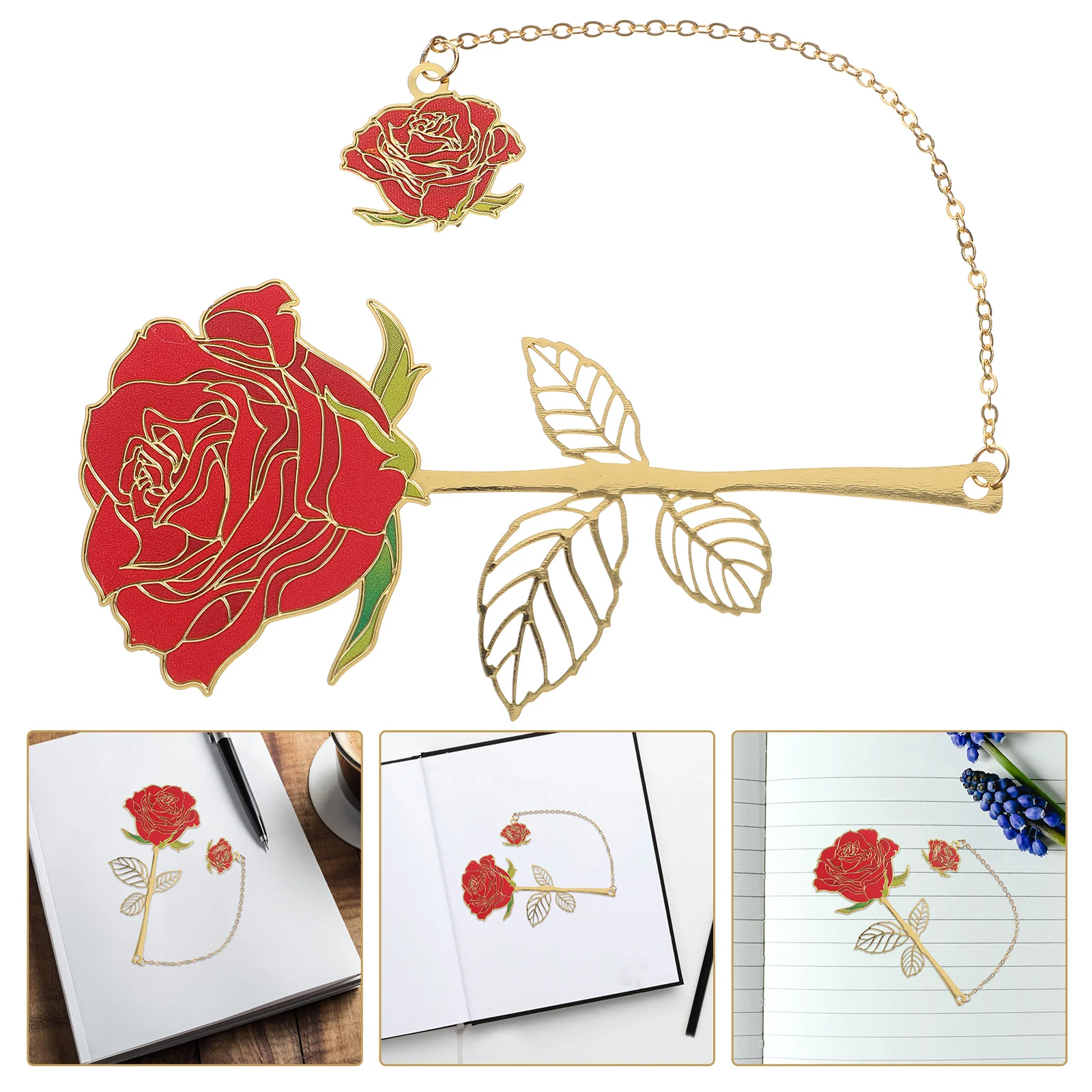 

Book Markers for Women Chinese Style Bookmark Rose Flower Packing Holder Student Decoration