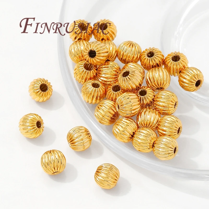4mm-8mm 18K Gold Plated Spacer Beads For Jewelry Making,Corrugated Round Bead,Separators For Beads,DIY Bracelets Accessories image 2