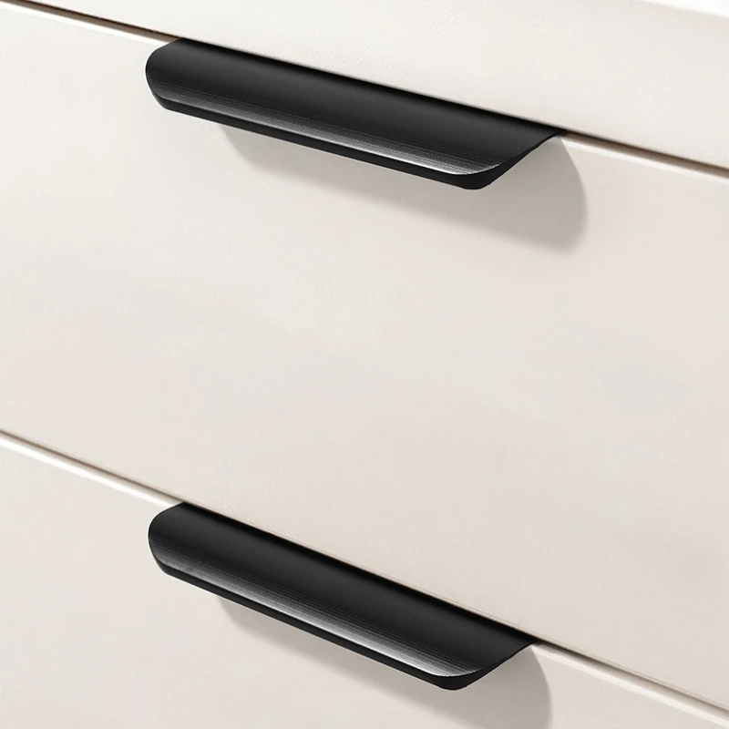 سبائك الزنك خزانة المطبخ تسحب مقابض الأدراج أسود فضي مخفي مقابض للخزانة باب غرفة النوم الأثاث مقبض الأجهزة #5