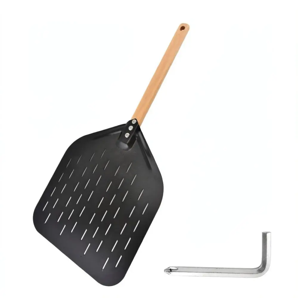 12 Inch Pizza Peel Aluminum Perforated Paddle Detachable Handle Baking Tool Kitchen Oven Transfer Accessory Cooking Metal Shovel