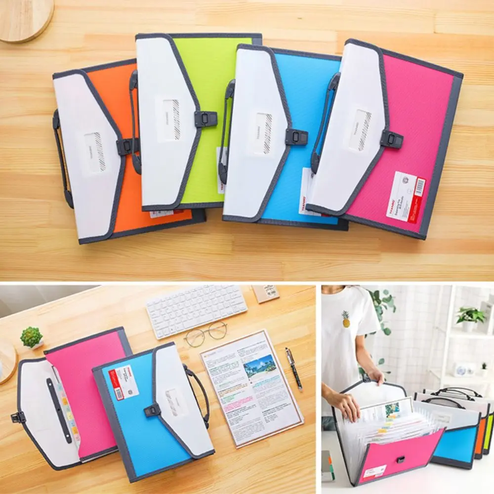 New A4 Expanding File Folder PP 13 Grids Paper Document Organizer Multi-layer Office School Supplies Organ File Holder