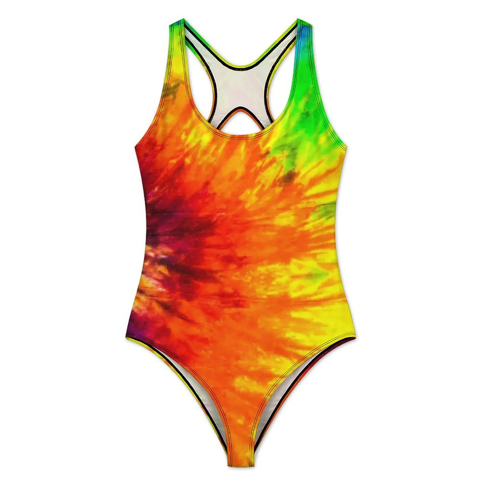 Red Yellow Tie Dye Swimsuit Abstract Retro Style Push Up Swimwear One Piece Swim Bathing Suit Swimsuits Beach Outfits Plus Size