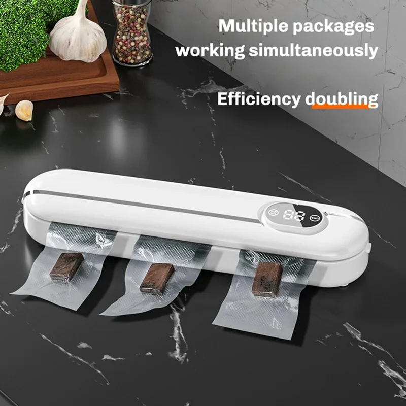 Electric Vacuum Sealer Packaging Machine For Home Kitchen Automatic Vacuum Food Sealing,White,EU Plug