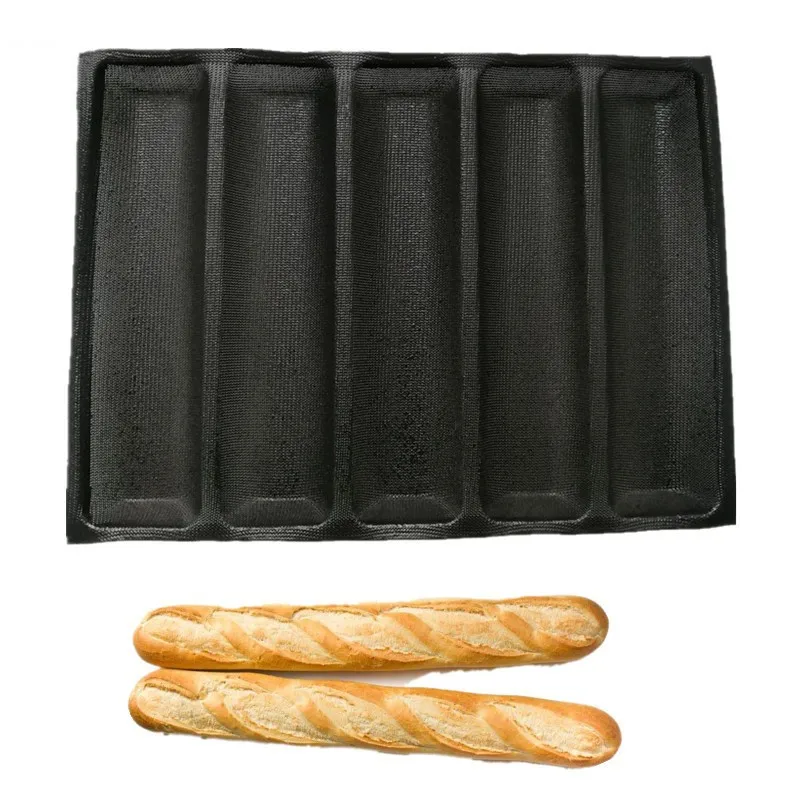 Silicone Baguette Pan-Non-Stick Perforated French Bread Pan Forms Hot Dog Molds Baking Liners Mat Bread Mould