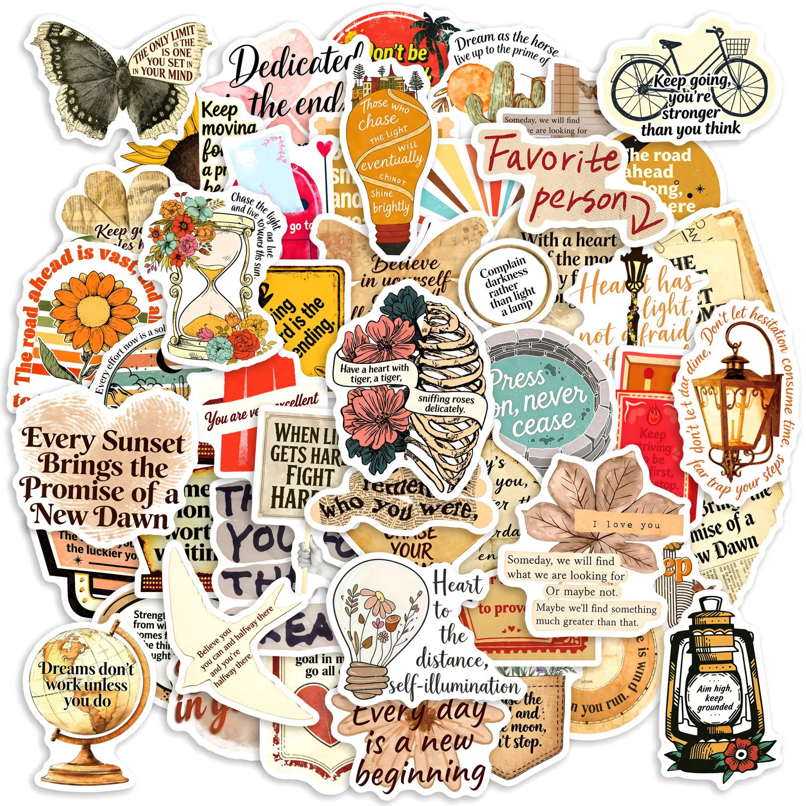 50PCS Motivational Phrases Stickers Graffiti Stickers DIY Diary Phone Case Handmade Scrapbook Aesthetic Stickers