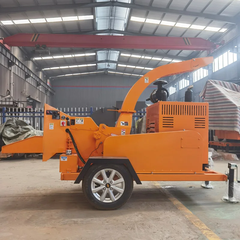 New Style Wooden Chipper Machines Small Crusher Hydraulic Feeding Mobile Wood Chipper with CE Certification.