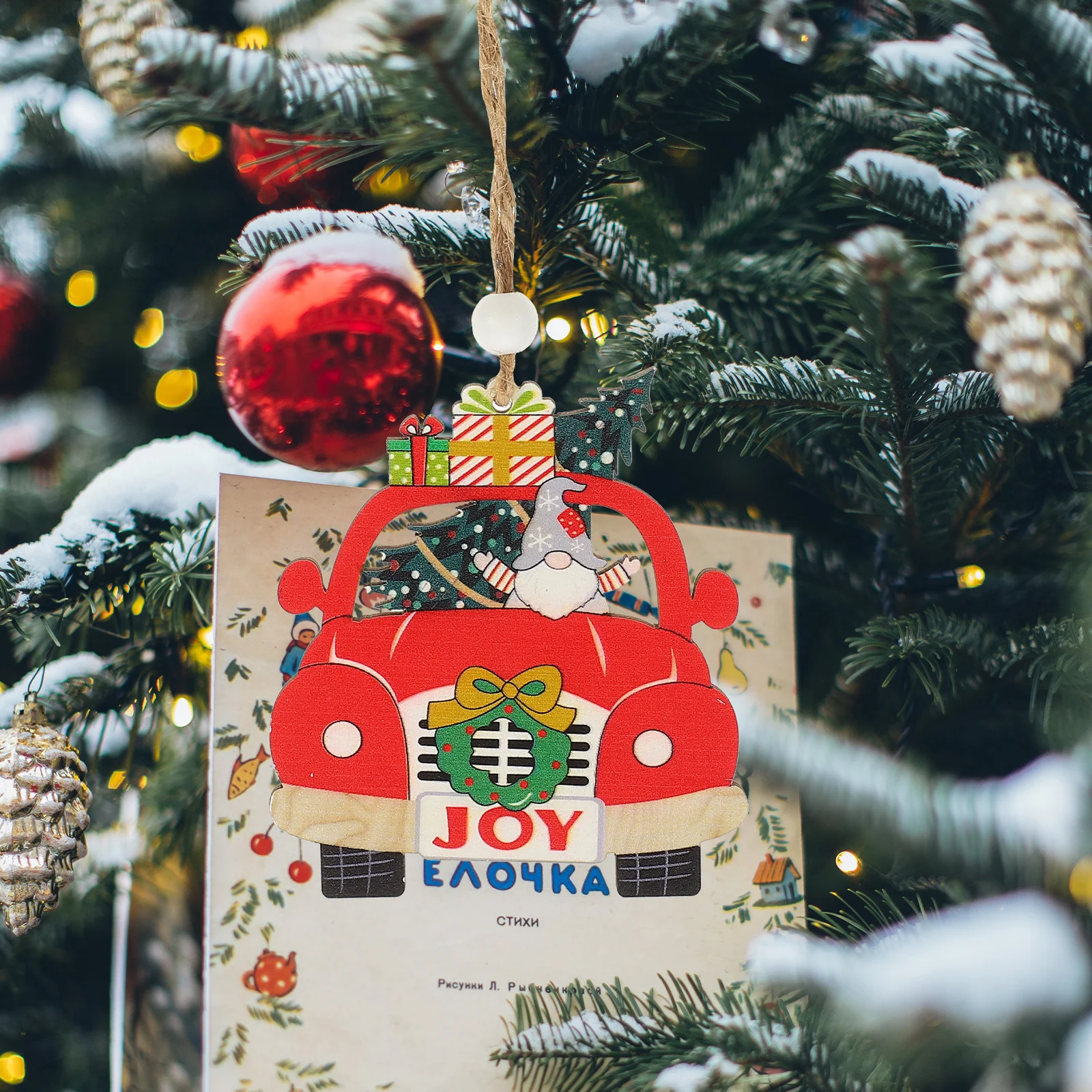 3 قطعة علامة معلقة خشبية عيد الميلاد تحت عنوان شكل سيارة ديكور لباب جدار حديقة عيد الميلاد الطرف الديكور حلي معلقة #4