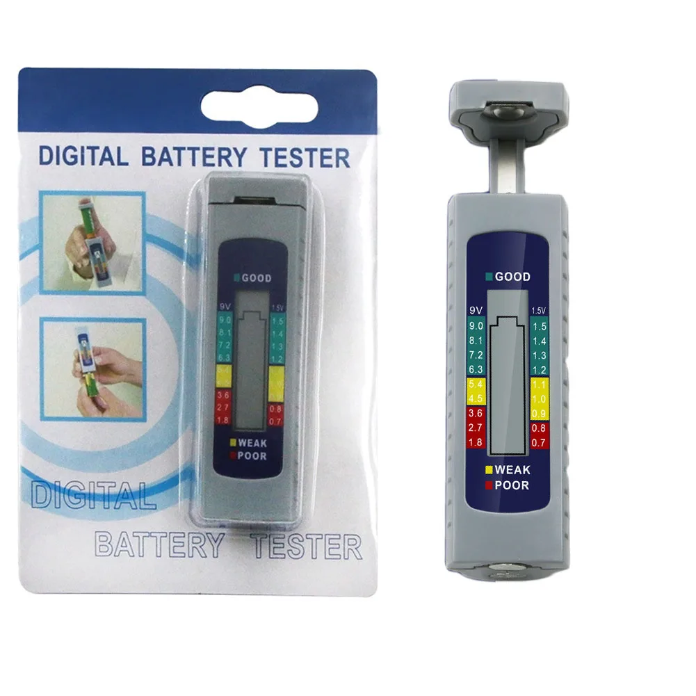 Handheld Battery Load Tester with Clear LCD Bar Graph Suitable for Carbon Zinc Alkaline and Rechargeable Batteries