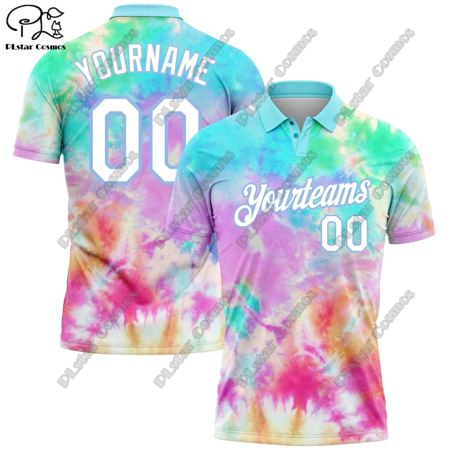 New personalized 3D printed gradient tie-dye graffiti pattern golf POLO shirt for men and women casual team sports series J-1