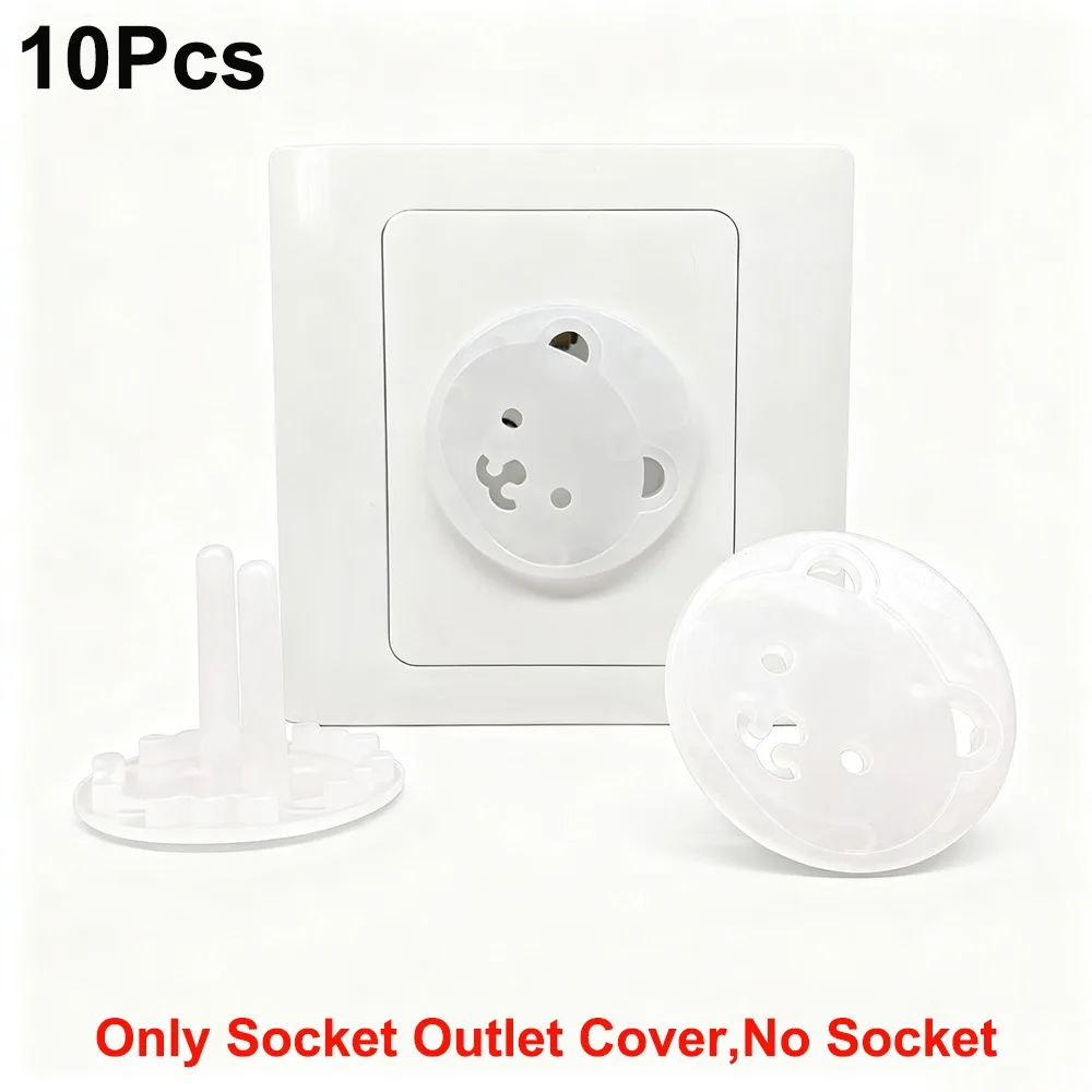 New Plastic Electric Outlet Cover Bear Two Phase Safe Lock Cover Security Cover Unisex Safety