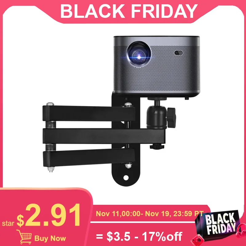 Foldable Wall Mount Projector Bracket Aluminum Alloy Retractable Durable Devices Holder for Home Bedside Hotel Office