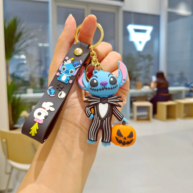 New Disney Stitch Keychain Cute Anime Car Backpack Keychain Student Schoolbag Decoration Couple Halloween Birthday Party Gifts