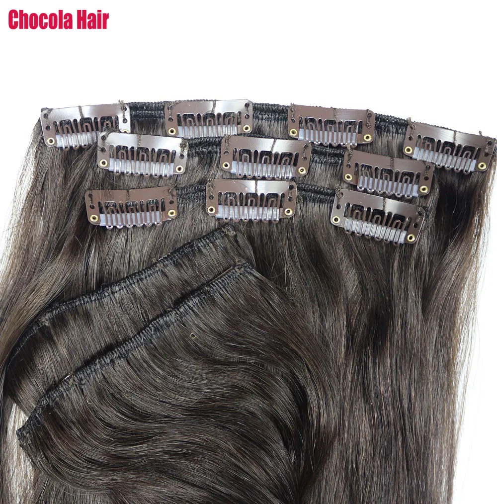 Chocola 16"-22" Brazilian Remy Clip in Human Hair Extensions 7pcs Set 80g Clip In Human Hair Extensions Natural Straight