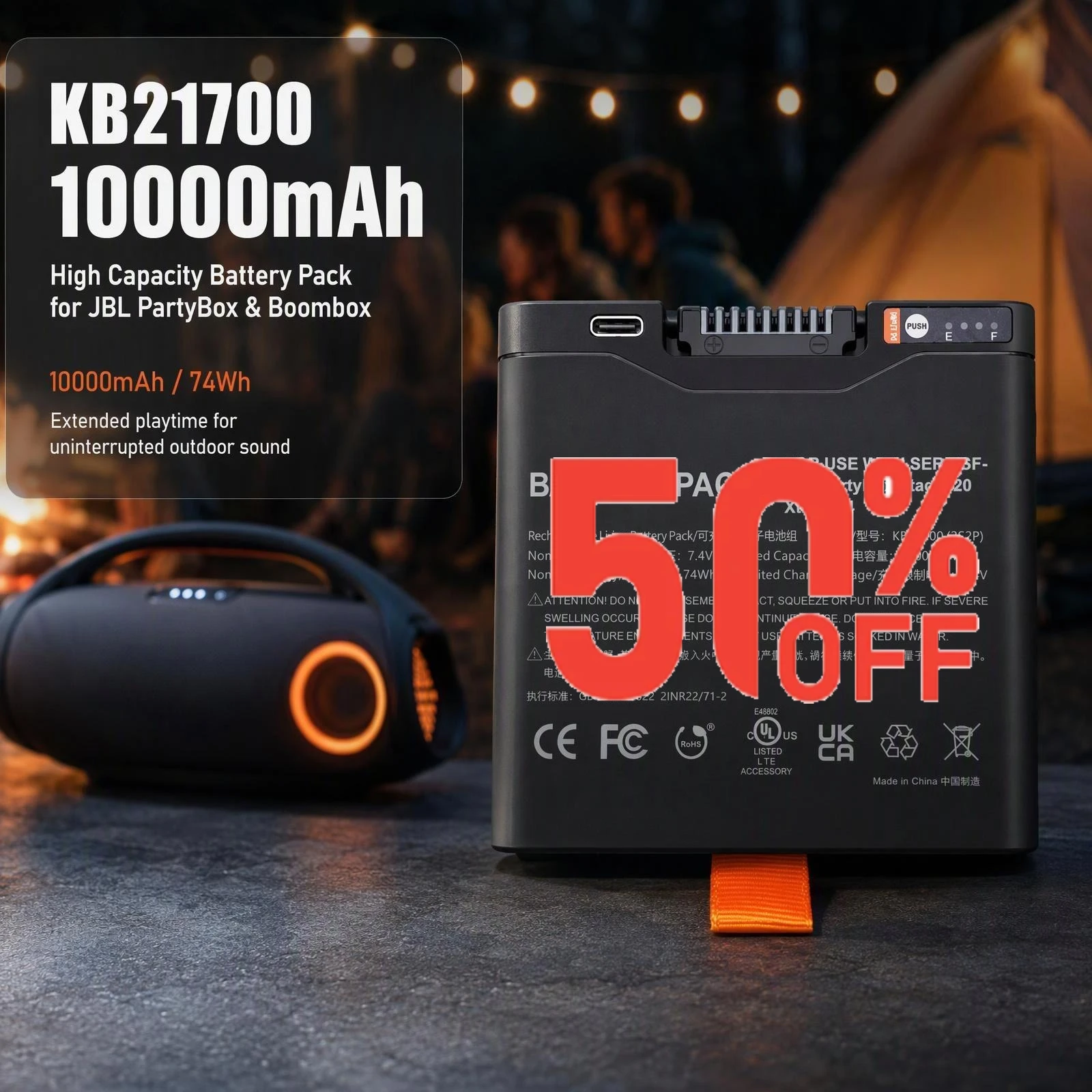 KB21700 10000mAh Rechargeable Battery Pack Replacement For Boombox 4 Gen PartyBox 320 Wireless Outdoor Bluetooth Speaker