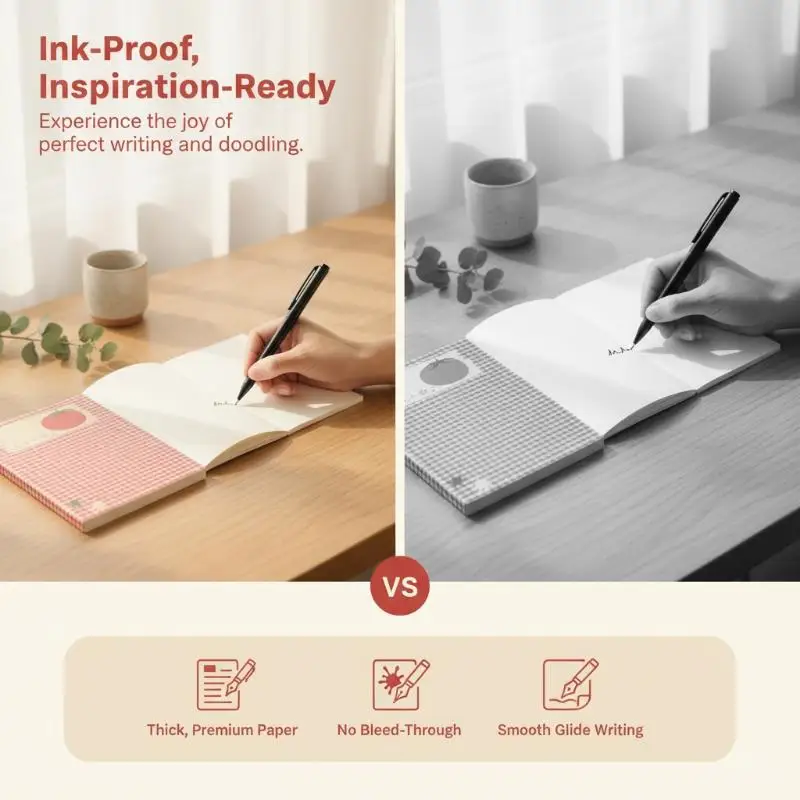 Tomato Pattern 78 Pages Thickened Blank Notebook Portable Writing Journal for Office Workers Painting Sketching Use