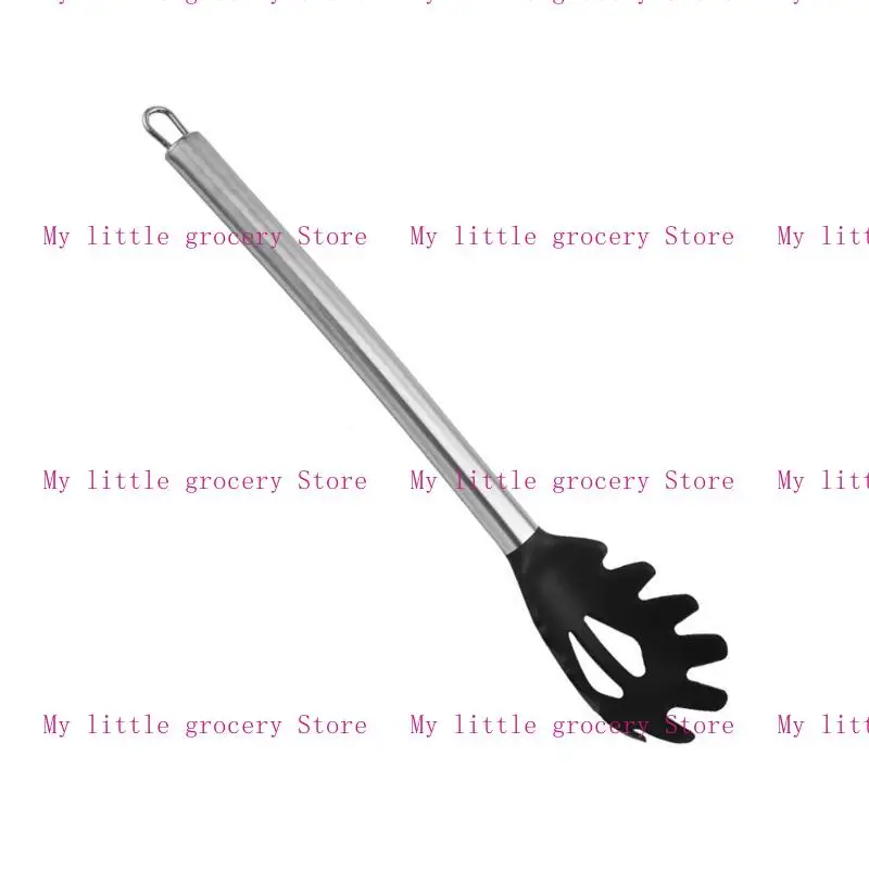 D5BD Silicone & Stainless Steel Pasta Tongs - Heat-Resistant Spaghetti Server for Cooking, Serving Pasta Salad (1-Piece)