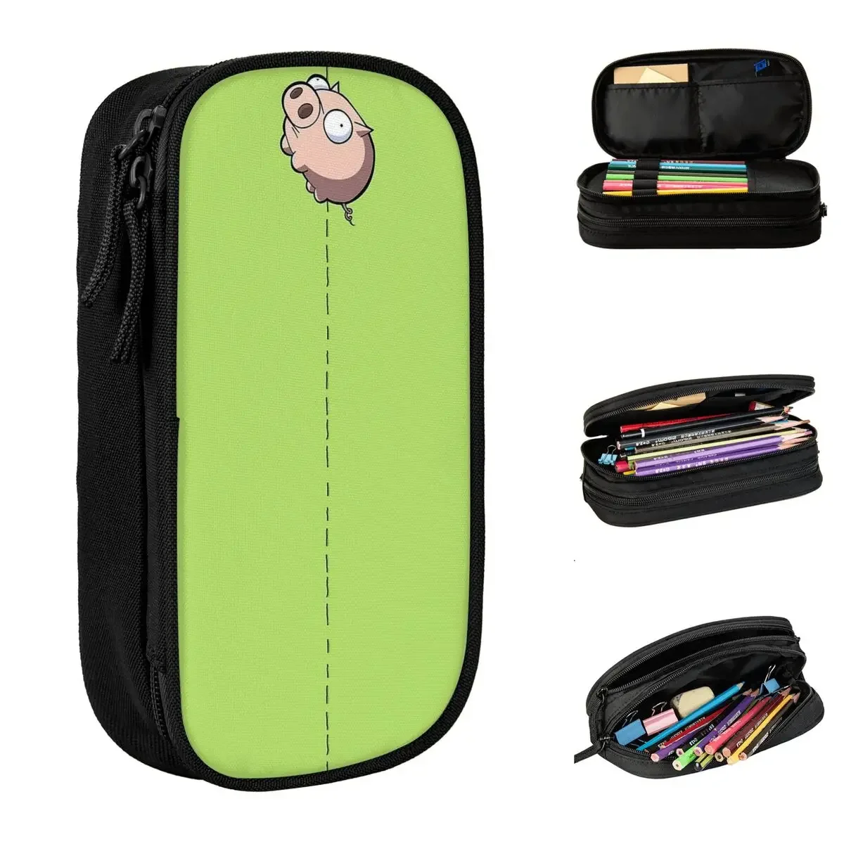 

Invader Zim Gir Dib Green Cute Dib Robot Pencil Case Fun Pen Box Bag Student Large Storage School Supplies Cosmetic Pencilcases