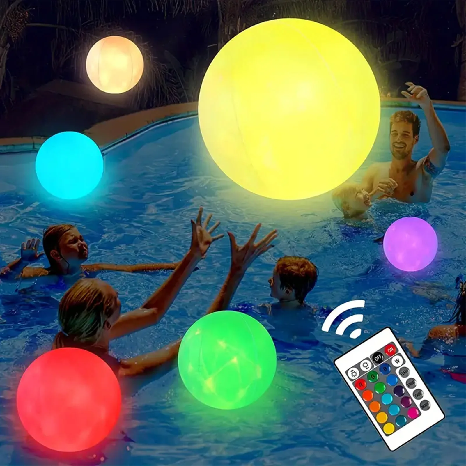 LED Beach Balls Pool Toy Balls Floating Pool Lights Inflatable Light Ball for Kids Adults Outdoor Pool Party