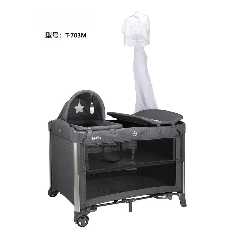 الفاخرة السرير سرير الوليد طوي السفر لعب الطفل سرير محمول 3 في 1 مجموعة الحديثة ناموسية لغرف النوم T-703M