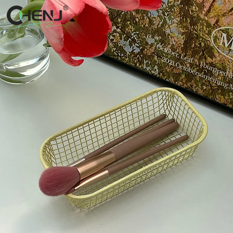 Metal Storage Basket Desktop Sundries Organizer Make Up Sorting Holder Stationerry Photocards Case Office Home Supplies