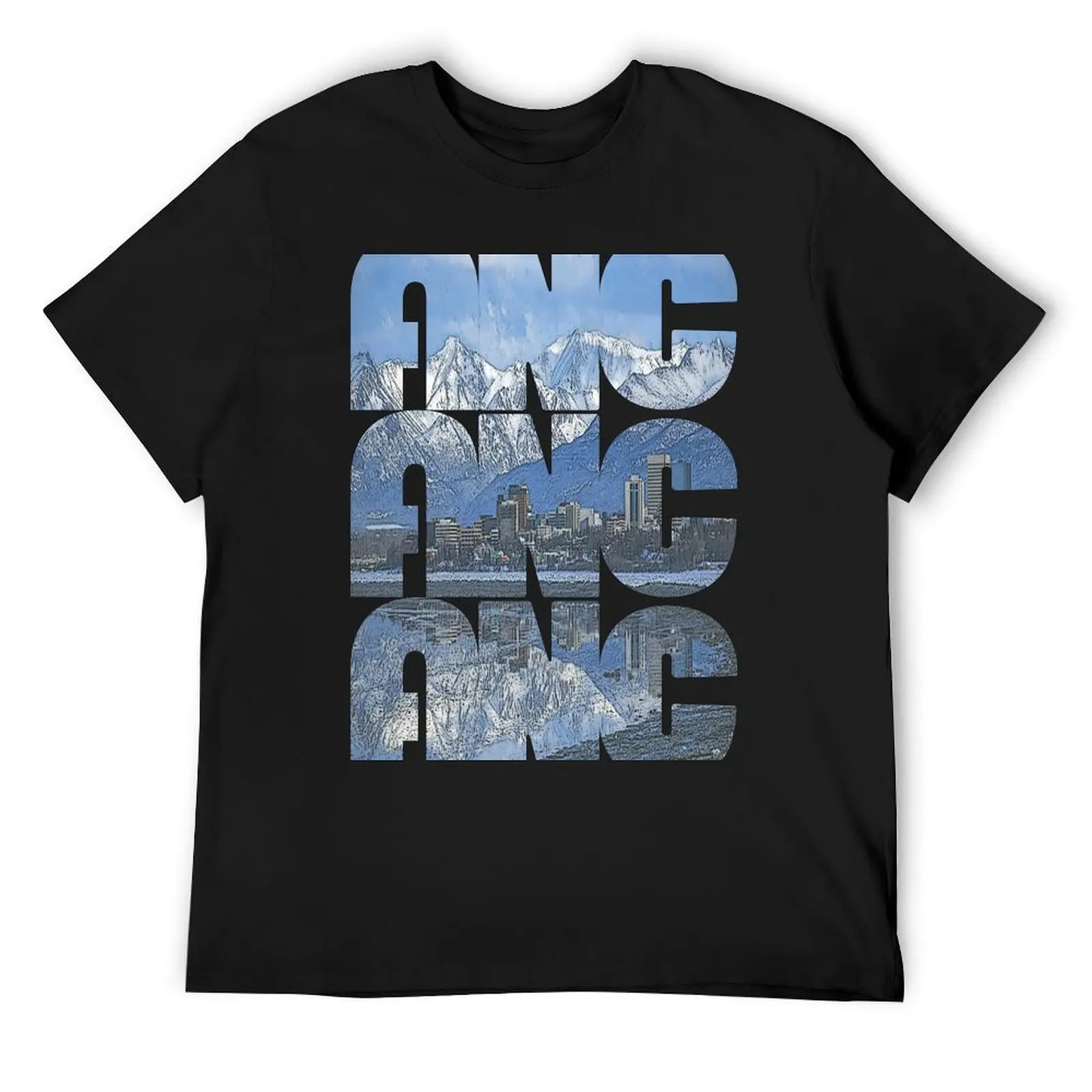 

Anchorage, Alaska ANC Cityscape Repeating Pattern T-Shirt Luxury man heavyweights T-shirt men