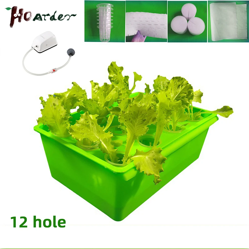 12 Holes Plant Site Hydroponic Garden Pots Planters System Indoor Garden Cabinet Box Grow Kit Bubble Nursery Pots