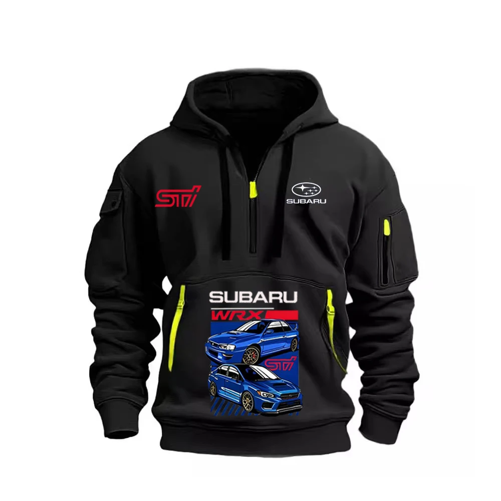 

New Men's SUBARU Hoodie WRX STI Fashion Casual Hoodie Zipper Multi Pocket Fleece Hoodie