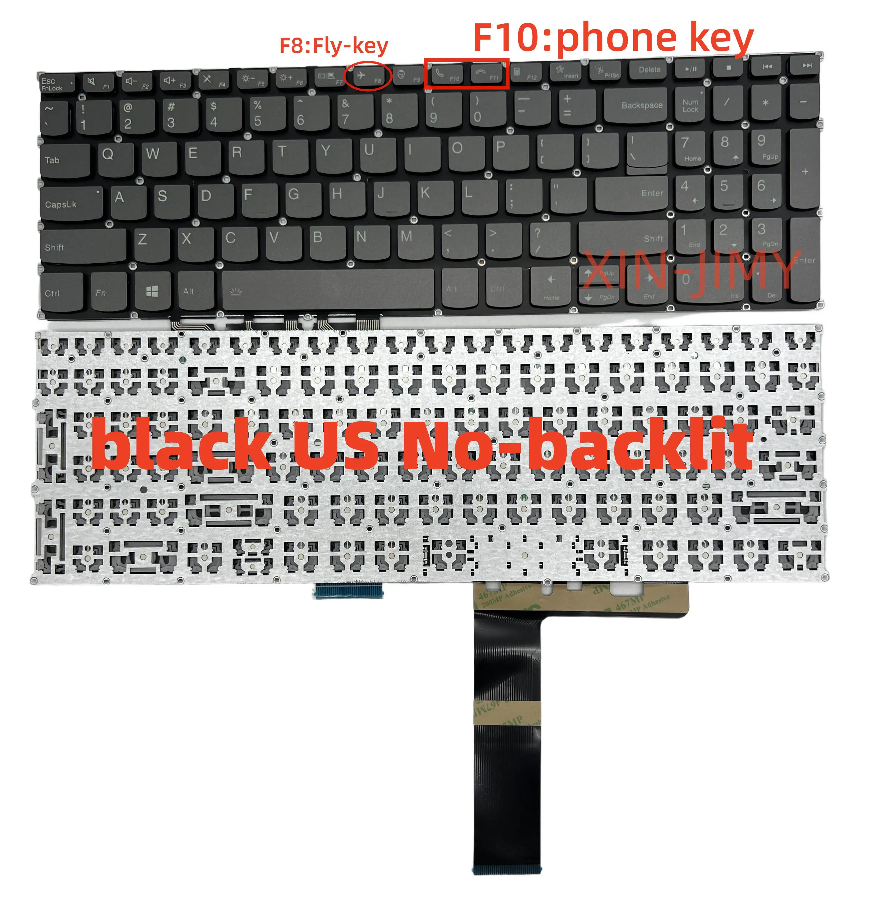US Laptop Keyboard For Lenovo XiaoXin Air-15ARE 15ITL 2020 15ALC 15IIL  F10 Phone-key without backlit