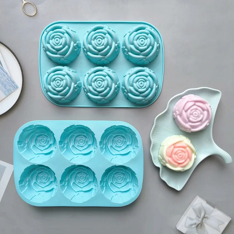 

6 with Roses 340 Mousse Cake Mold French Dessert DIY Flower Baking Chocolate Ice Cube Soap Mold Cake Decoration Accessories