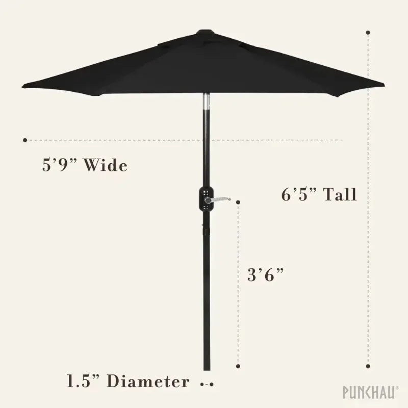 

6 Ft Outdoor Patio Umbrella, Easy Open/Close Crank and Push Button Tilt Adjustment, Market Umbrellas