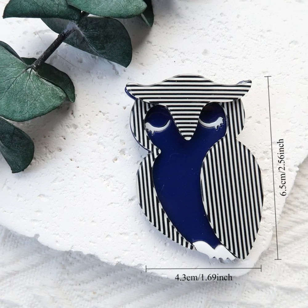 Vintage Striped Contrasting Owl Brooches Acetic Acid Sheet Acrylic Brooch Banquet Formal Coat and Suit Decoration Accessories