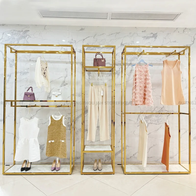 Customized. Boutique Store Custom High Clothing Rack Display Shelf Garment Racks Coat Clothes Rack Stand Showroom