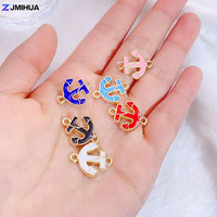 15pcs Enamel Heart Anchor Charm Connectors For DIY Making Bracelets Anklets Jewelry Findings Accessories