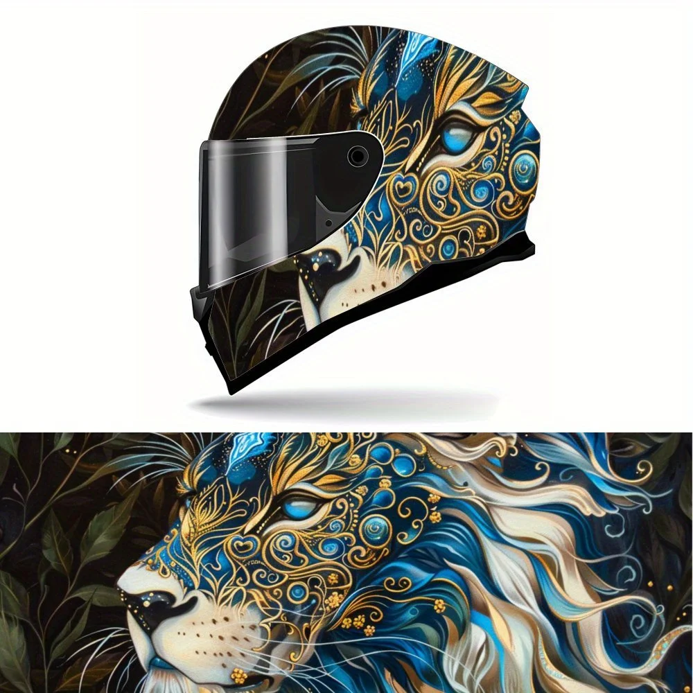 

Full Face Blue Lion pattern Helmet Decals - Durable and Waterproof PVC, self-adhesive Motorcycle Racing Helmet Aesthetic Sticker