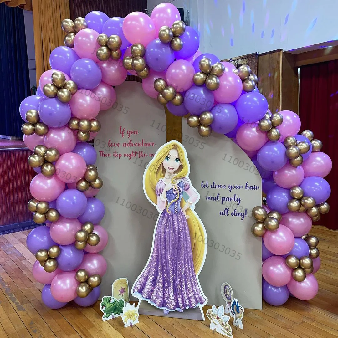 121Pcs Tangled Rapunzel Theme Purple Pink Latex Balloons Party Decors Princess Party Balloon Wedding Birthday Baby Shower Globos