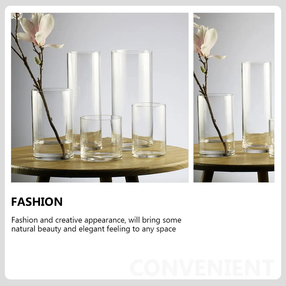 

Modern Cylinder Glass Vase Clear Floral Holder for Indoor Plants Bookshelf Desk Home Office Decor Flower Vase Bookshelf Decor