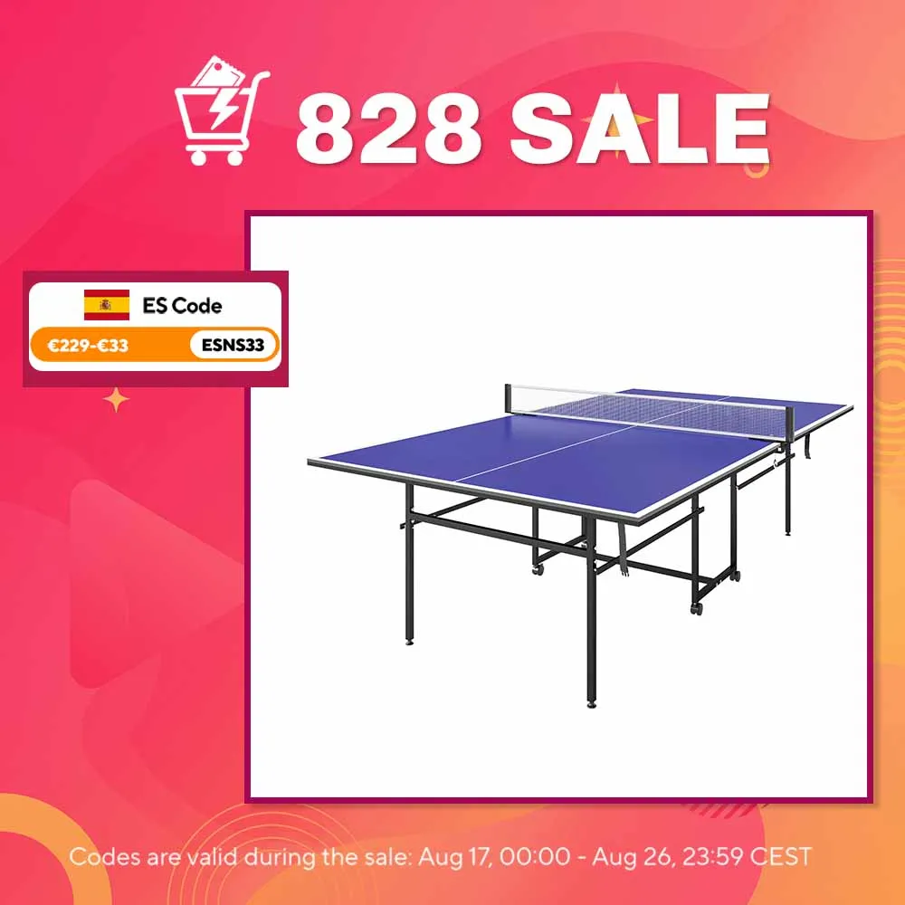 SPORTNOW Mesa de Ping-Pong Plegable con 4 Ruedas 274x152,5x75,5 cm Azul