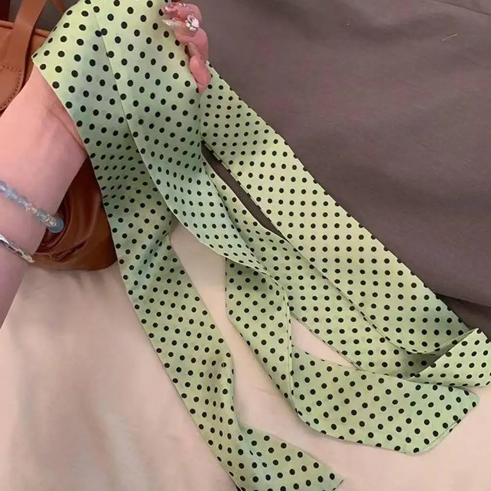 

Soft Scarf Edgy Choker Scarf Vintage Style Silk Scarf with Dot Print Lightweight Soft Fabric Neck Accessory Slim Striped