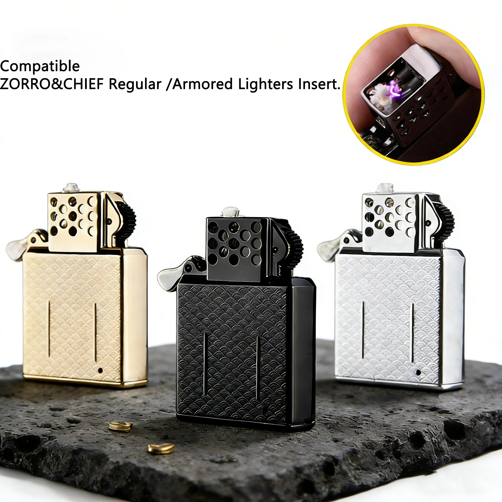 2026 Metal Insert Kerosen/Plasma Ignition Creative USB-Rechargeable Lighter Fuel Tank for ZORRO CHIEF Regular Armored Lighters