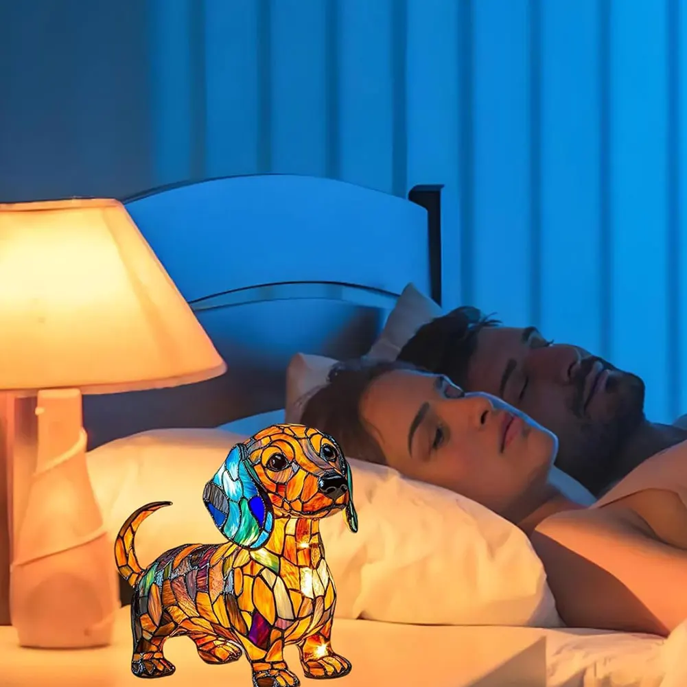Resin Animal Art Night Light with Warm Ambient Glow Dog Series Art Night Light Cute Pet Dog Themed Led for Home Decoration