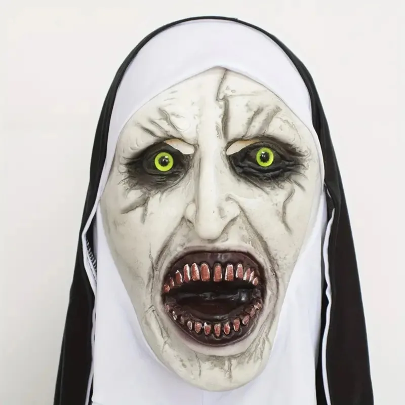 

Halloween horror nun mask latex, role-playing adult horror party prop costume