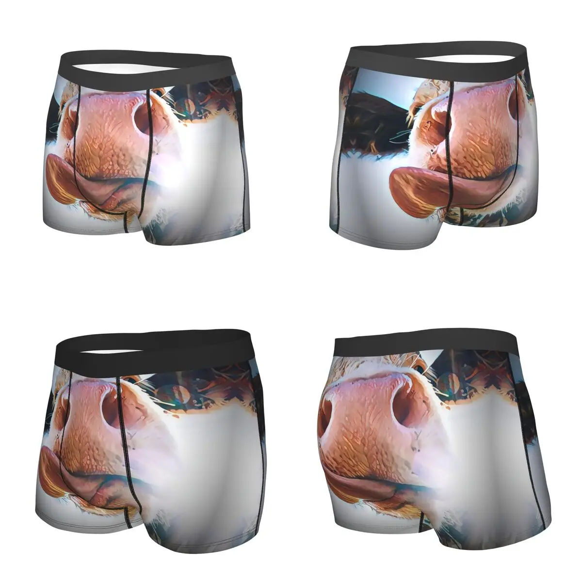 복서 팬티 반바지 추상 암소 예술 암소 혀 팬티 남자 옴므 남자 남자 친구 선물을위한 속옷 환기