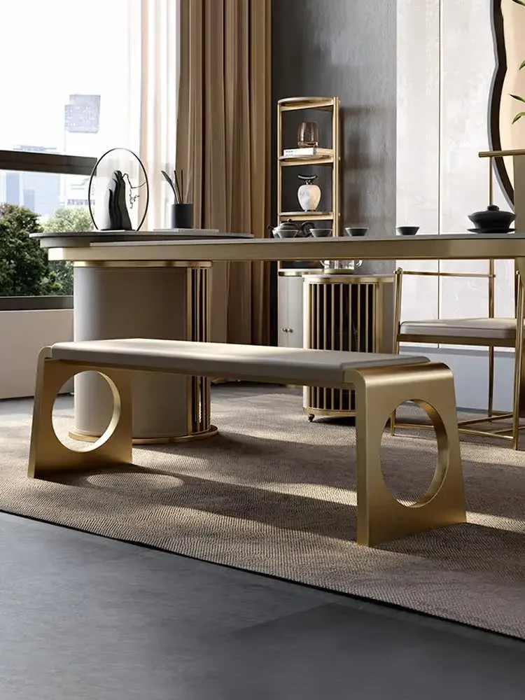 Light Luxury Soft Tea Stool Stainless Steel Bedside Foot Pedal Living Room Creative Tea Table And Chair Combinationl17